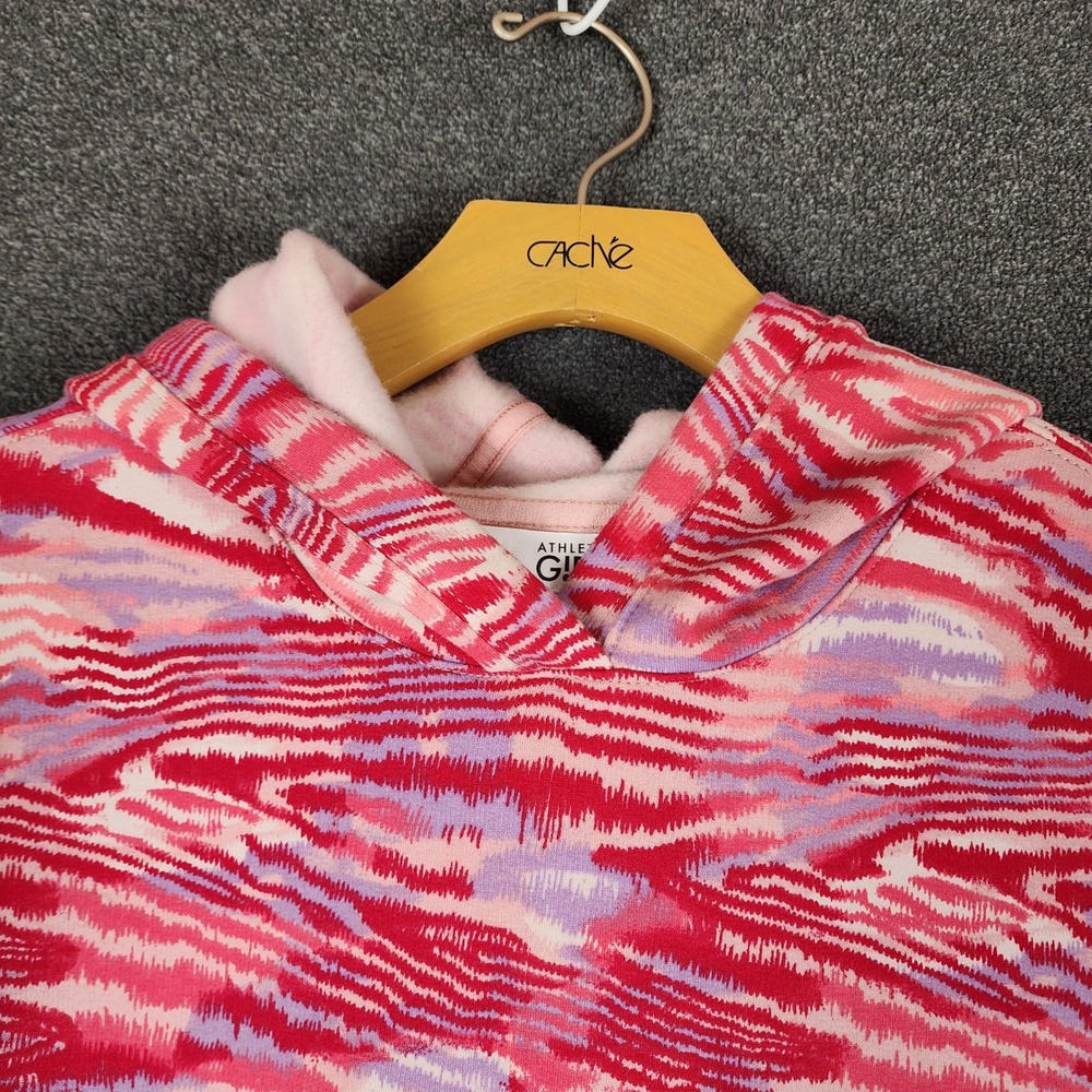 Athleta Girl Retroactive Oversized Hoodie‎ Pink Purple Ikat Fleece XL 14 NWT - Picture 2 of 11